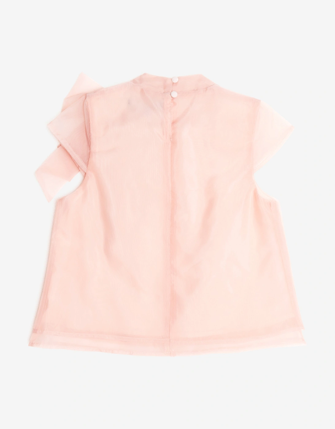 BCBGMAXAZRIA Girls Bow Neck Tie Organza Blouse in Pink