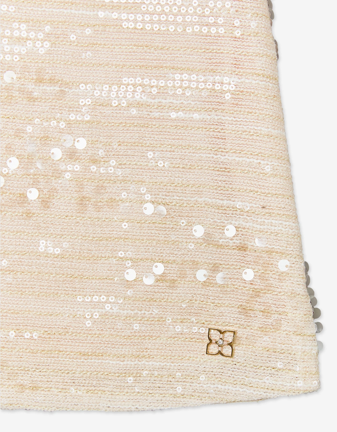 BCBGMAXAZRIA Girls Sequin Tweed Ruffle Dress in Pink