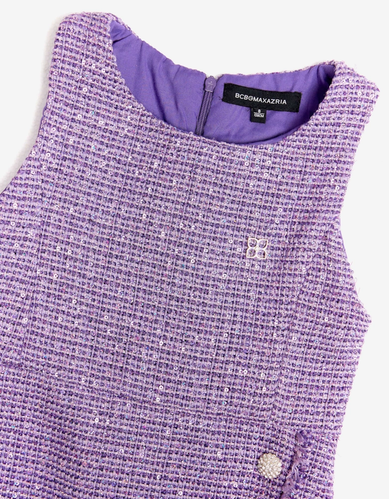 BCBGMAXAZRIA Girls Sleeveless Tweed Dress in Purple