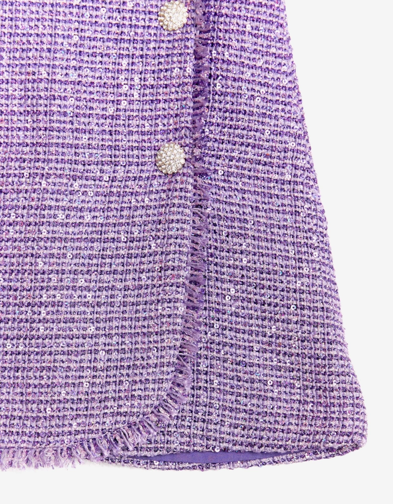 BCBGMAXAZRIA Girls Sleeveless Tweed Dress in Purple