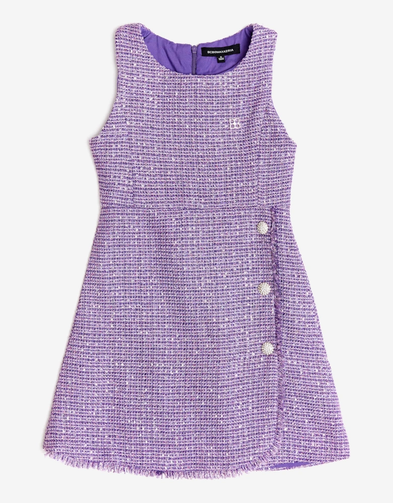BCBGMAXAZRIA Girls Sleeveless Tweed Dress in Purple