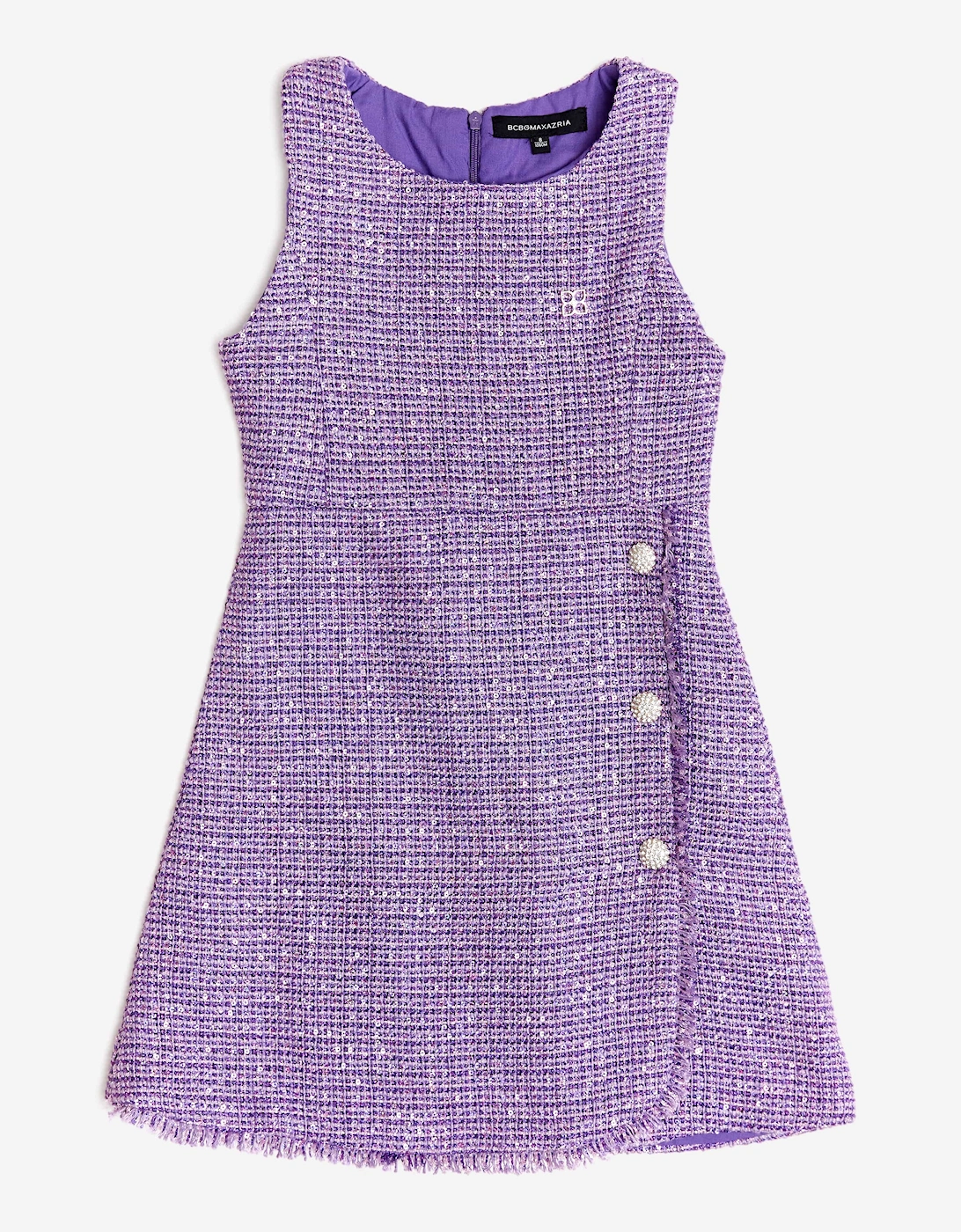 BCBGMAXAZRIA Girls Sleeveless Tweed Dress in Purple, 5 of 4