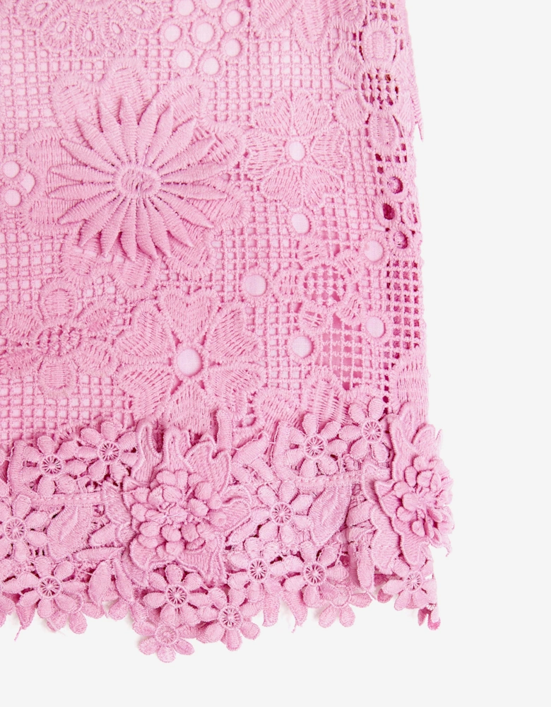 BCBGMAXAZRIA Girls Floral Lace Blouse in Pink