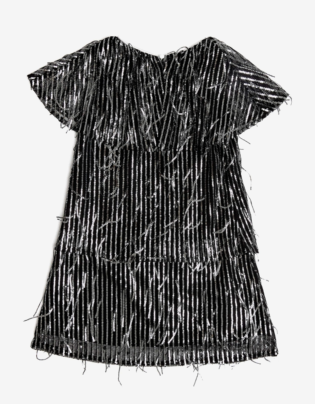 BCBGMAXAZRIA Girls Sequin Fringe Dress in Black