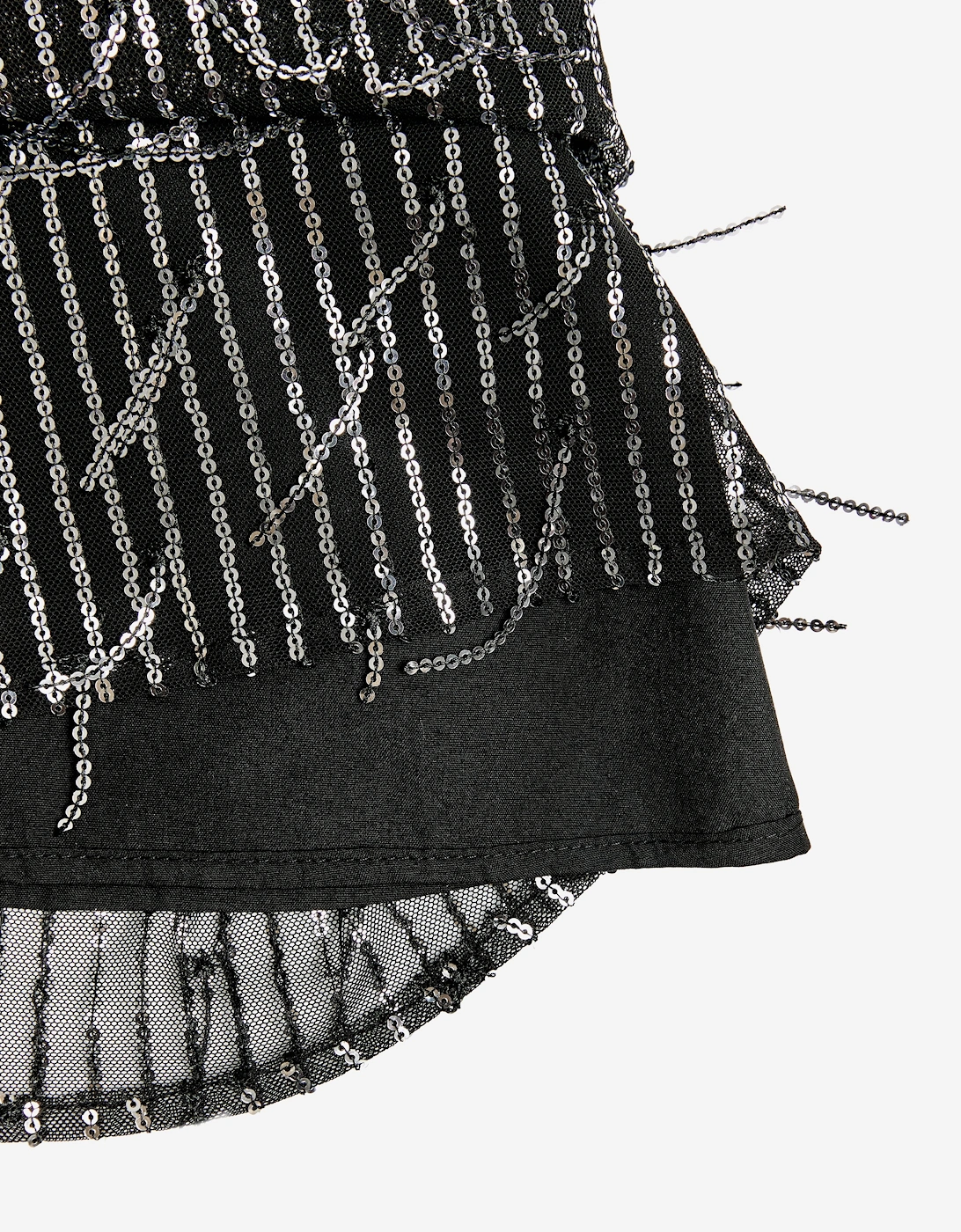 BCBGMAXAZRIA Girls Sequin Fringe Dress in Black