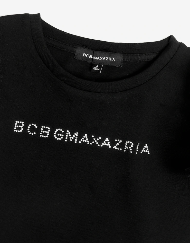 BCBGMAXAZRIA Girls Ruffle Sleeve T-Shirt in Black