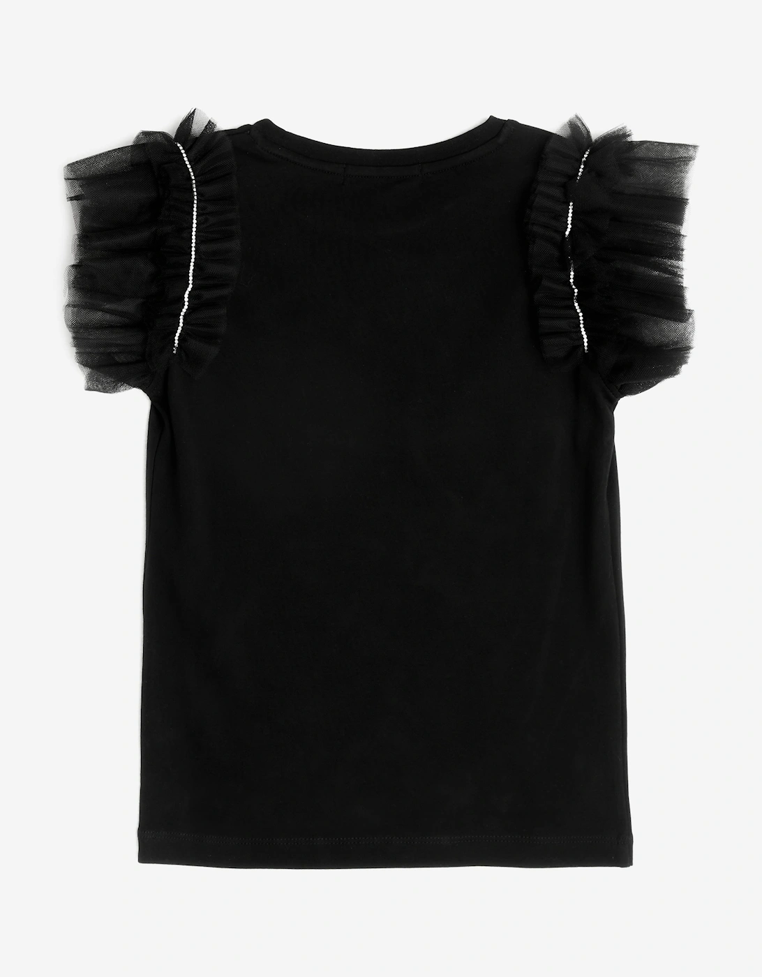 BCBGMAXAZRIA Girls Ruffle Sleeve T-Shirt in Black