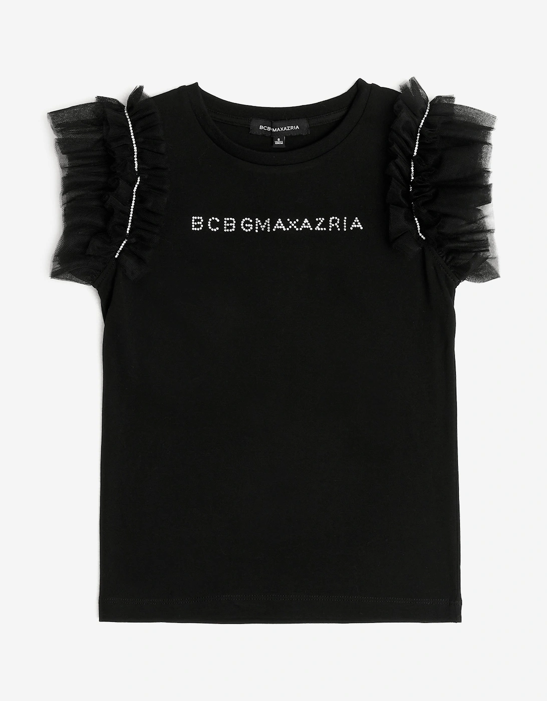 BCBGMAXAZRIA Girls Ruffle Sleeve T-Shirt in Black, 5 of 4