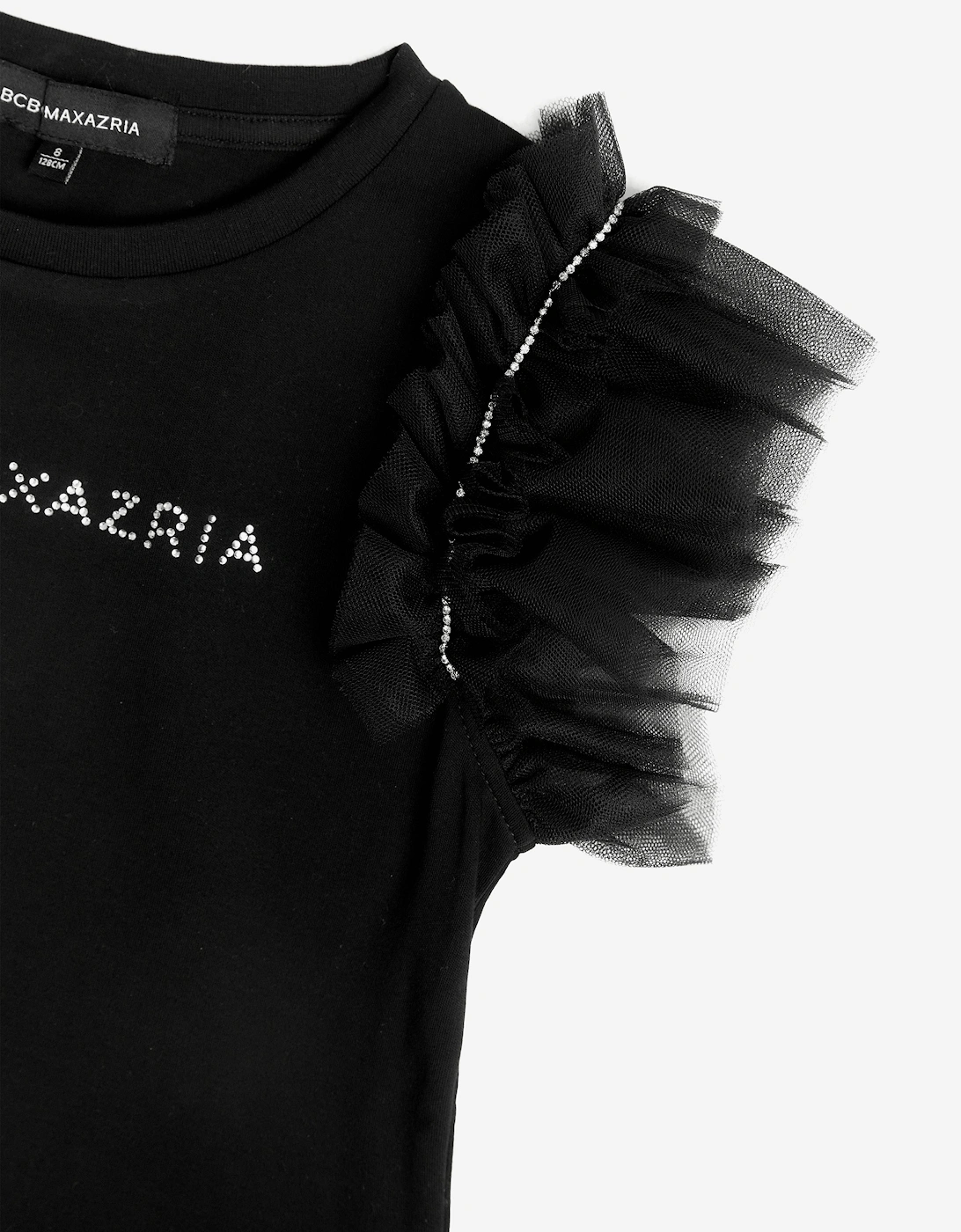 BCBGMAXAZRIA Girls Ruffle Sleeve T-Shirt in Black