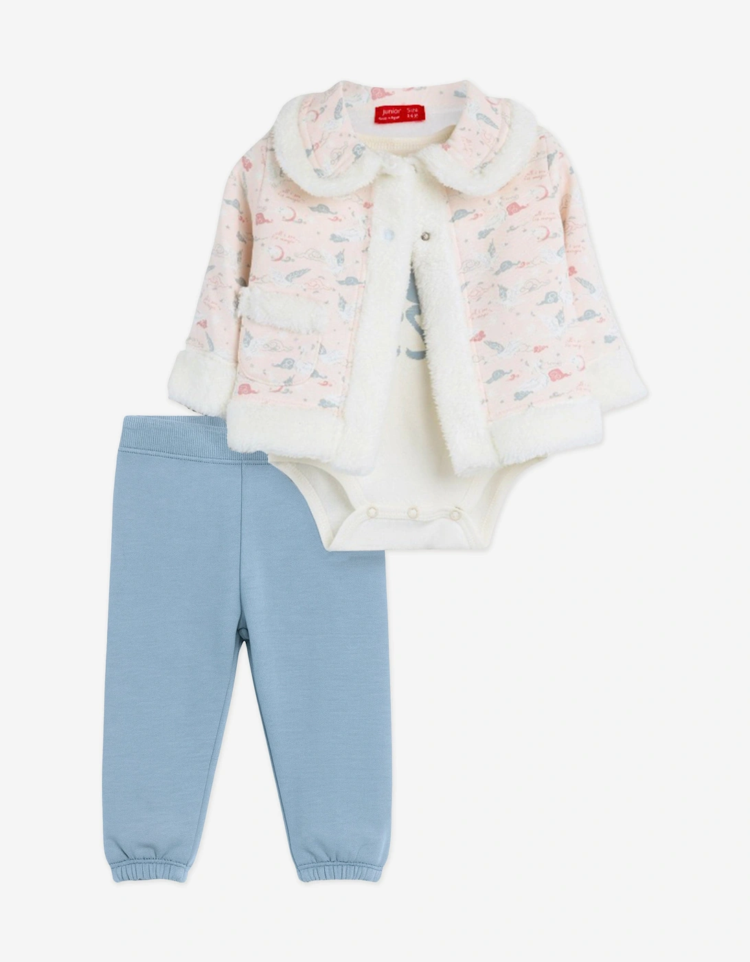 Baby Girls 3 Piece Outfit Set in Pink, 7 of 6