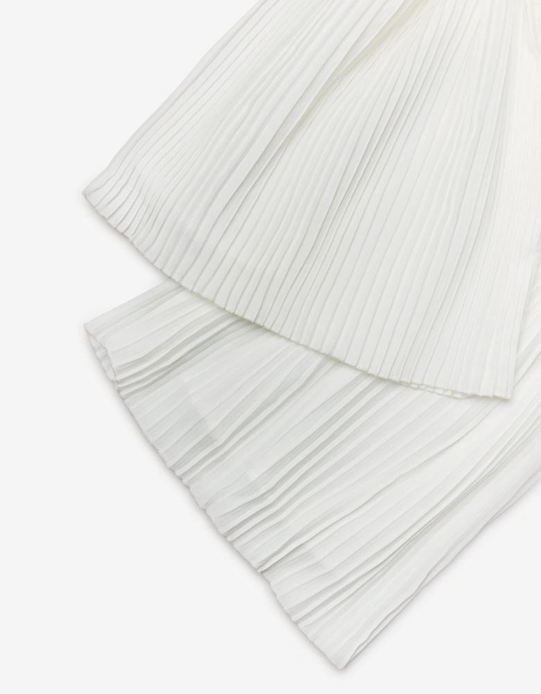 BCBGMAXAZRIA Girls Tweed Jumpsuit with Satin Bow in White