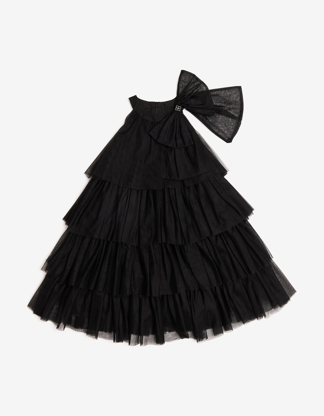 BCBGMAXAZRIA Girls Tiered Tulle Halter Neck Dress in Black, 6 of 5