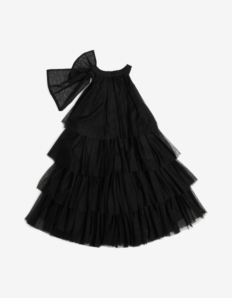 BCBGMAXAZRIA Girls Tiered Tulle Halter Neck Dress in Black
