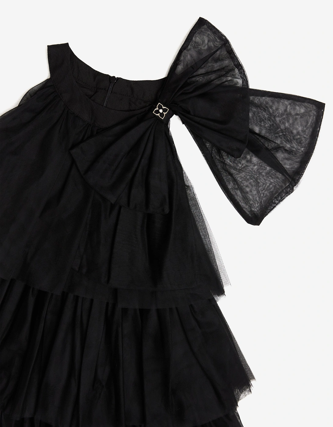 BCBGMAXAZRIA Girls Tiered Tulle Halter Neck Dress in Black