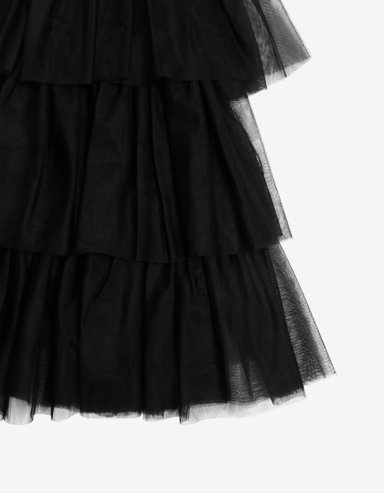 BCBGMAXAZRIA Girls Tiered Tulle Halter Neck Dress in Black