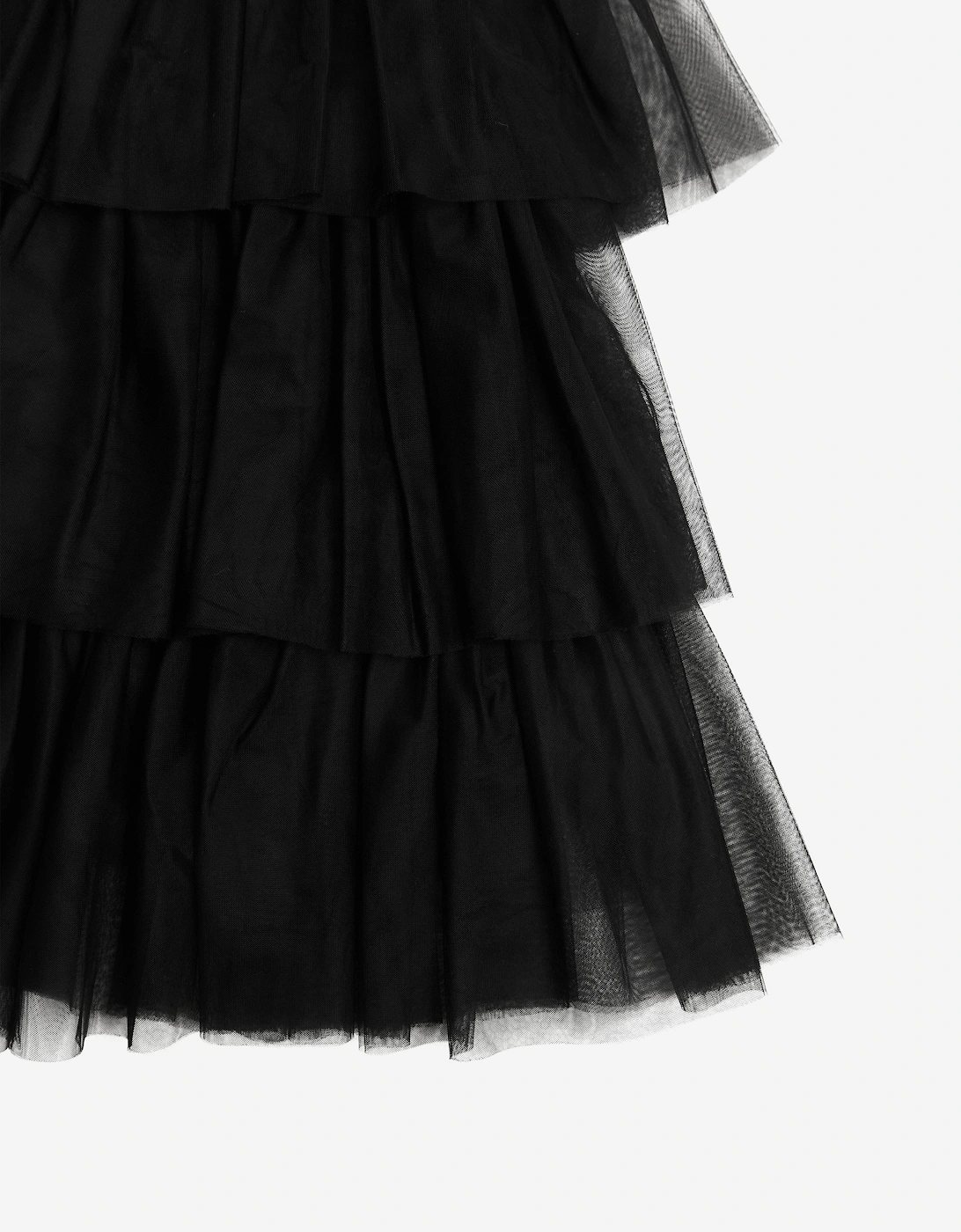 BCBGMAXAZRIA Girls Tiered Tulle Halter Neck Dress in Black