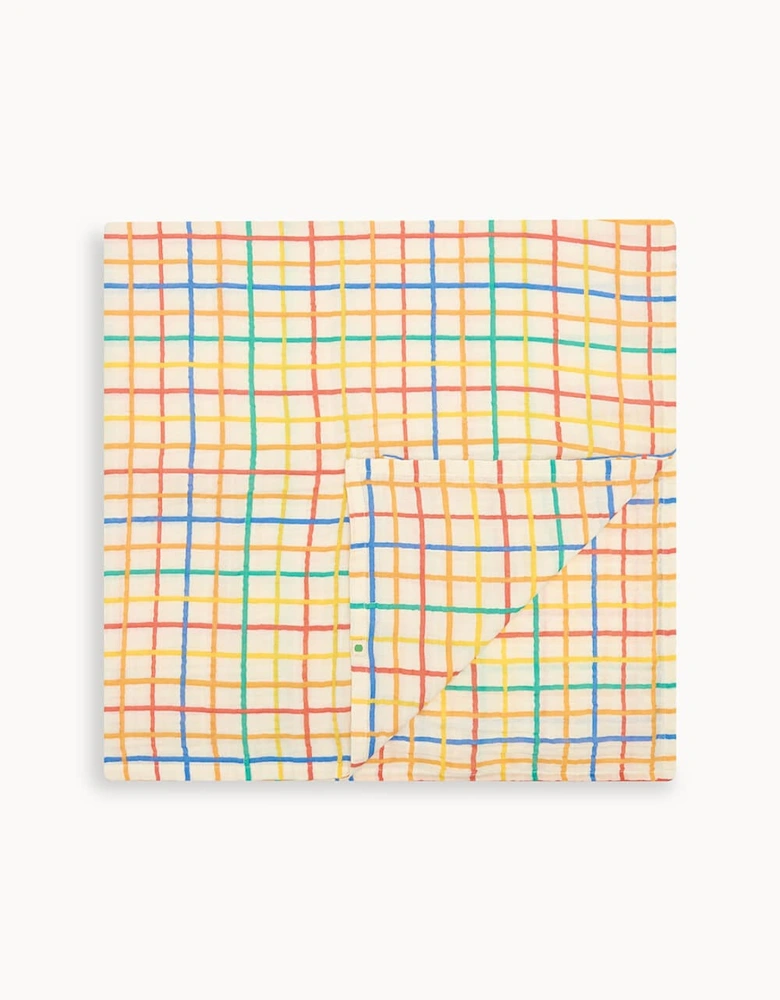 Ditto - Rainbow Check Large Muslin Swaddle Blanket