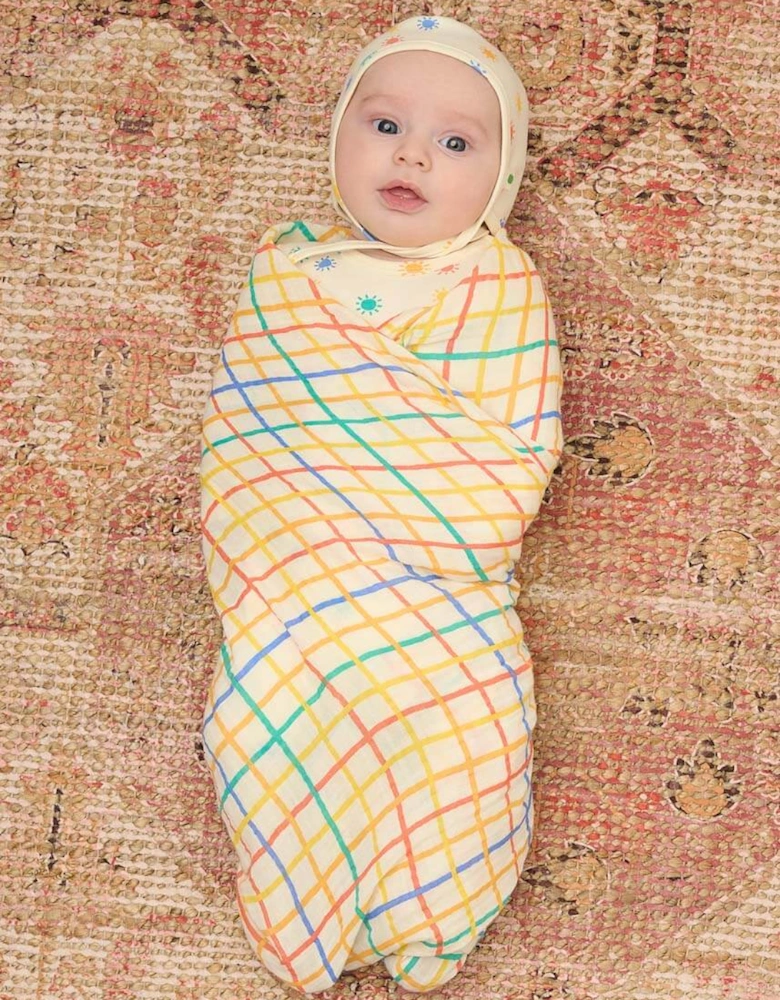 Ditto - Rainbow Check Large Muslin Swaddle Blanket