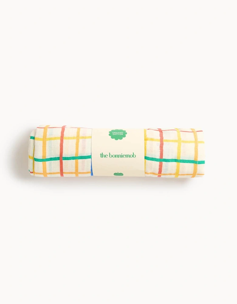 Ditto - Rainbow Check Large Muslin Swaddle Blanket