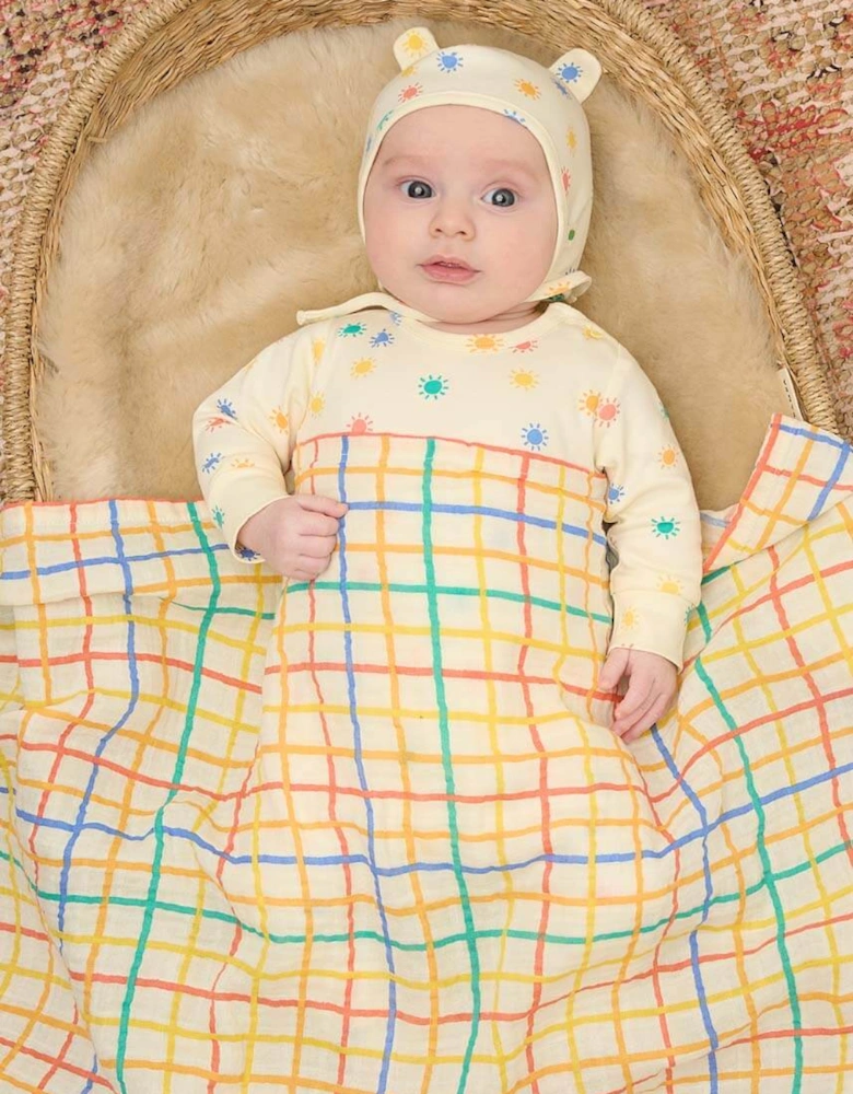 Ditto - Rainbow Check Large Muslin Swaddle Blanket