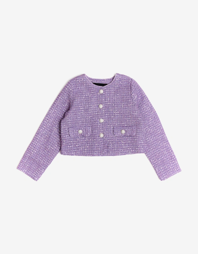 BCBGMAXAZRIA Girls Tweed Jacket in Purple