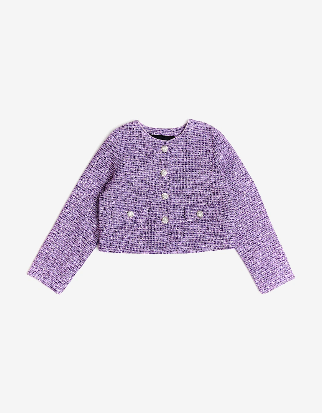 BCBGMAXAZRIA Girls Tweed Jacket in Purple, 6 of 5