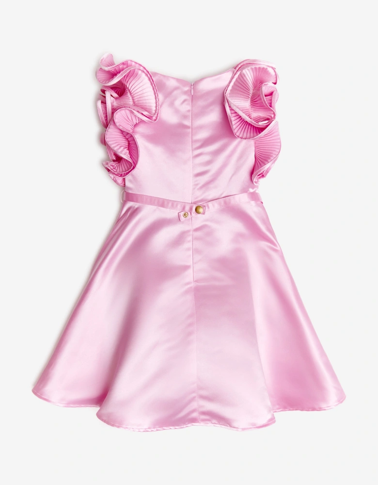 BCBGMAXAZRIA Girls Shimmer Ruffle Dress in Pink