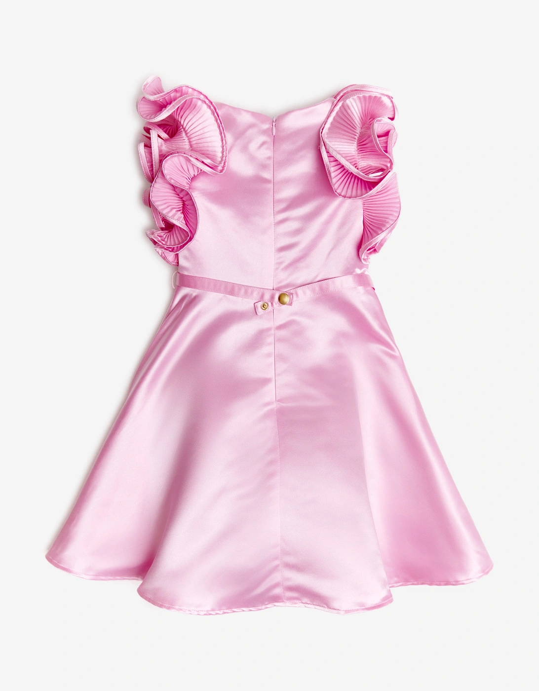 BCBGMAXAZRIA Girls Shimmer Ruffle Dress in Pink