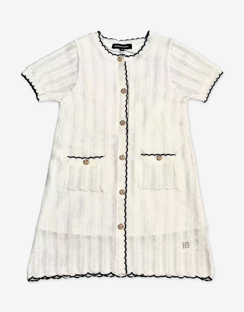 BCBGMAXAZRIA Girls Lightweight Knitted Dress in White