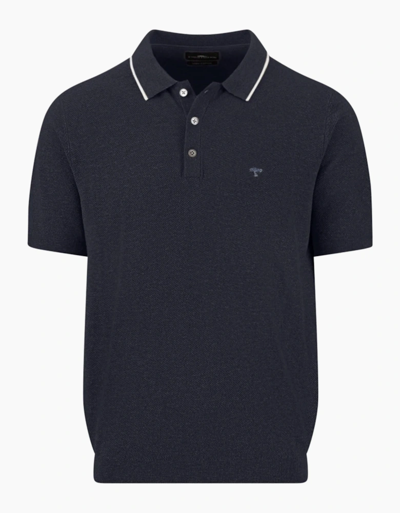FYNCH-HATTON KNITTED POLO SHIRT NAVY