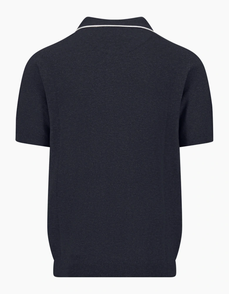 FYNCH-HATTON KNITTED POLO SHIRT NAVY