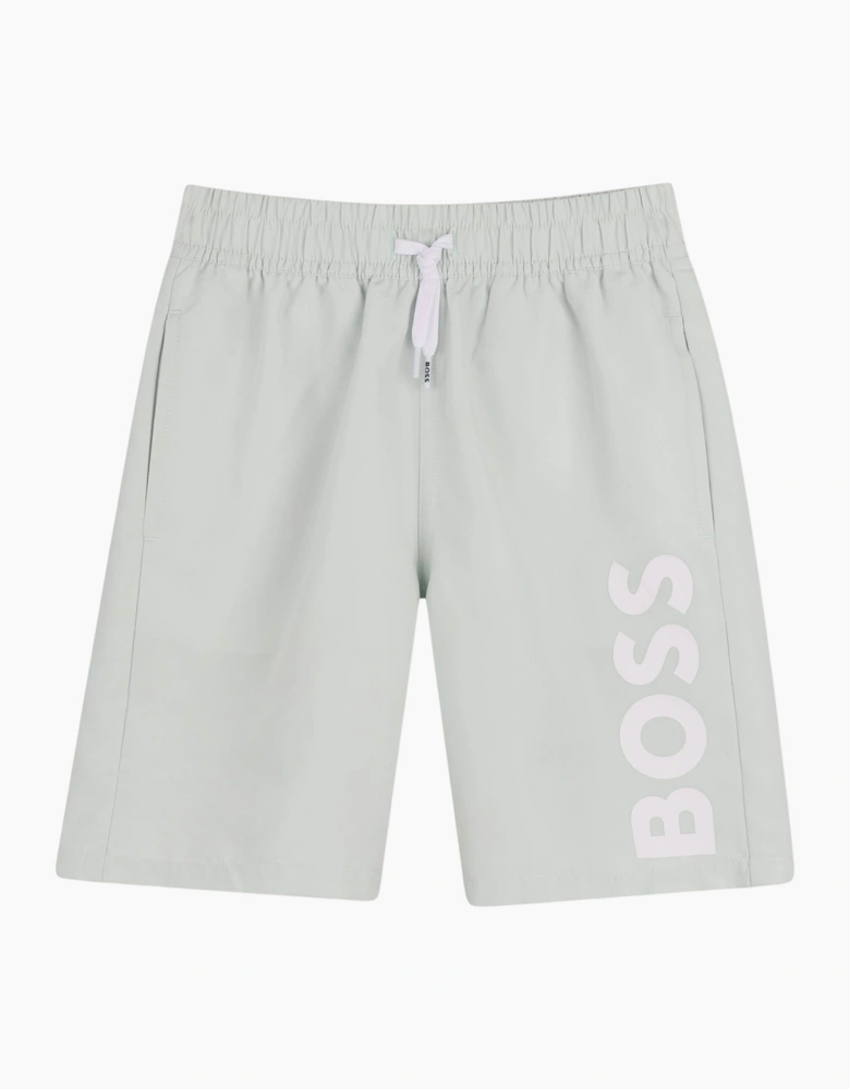 Boys Mint Green Logo Swim Shorts