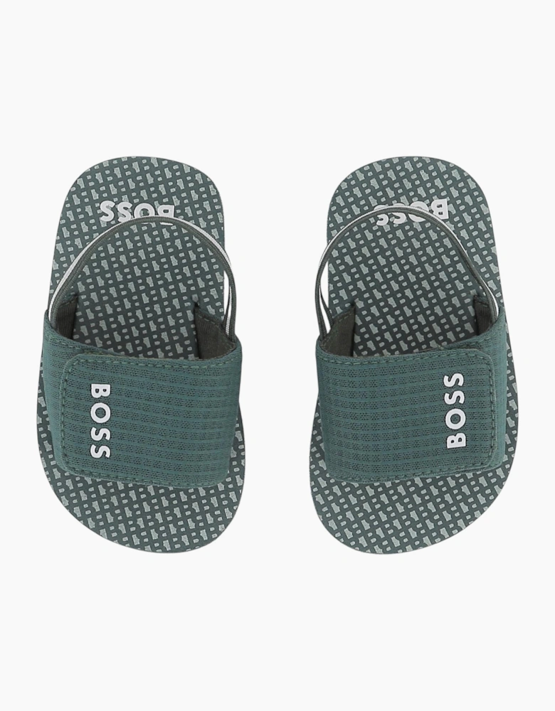 Boys Forest Green Logo Sliders