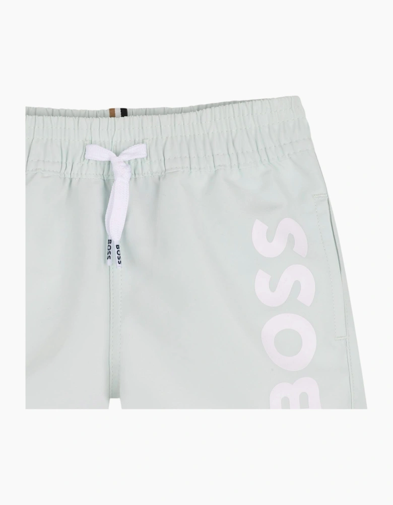Boys Mint Green Logo Swim Shorts