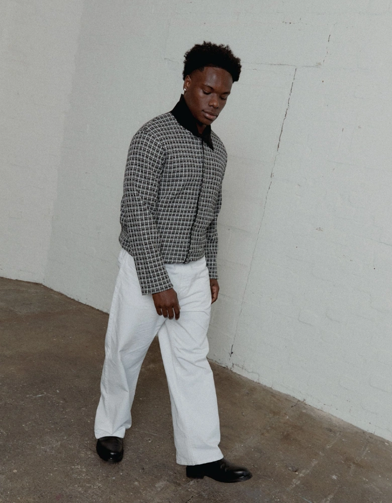 Basketweave Knitted Collared Cardigan