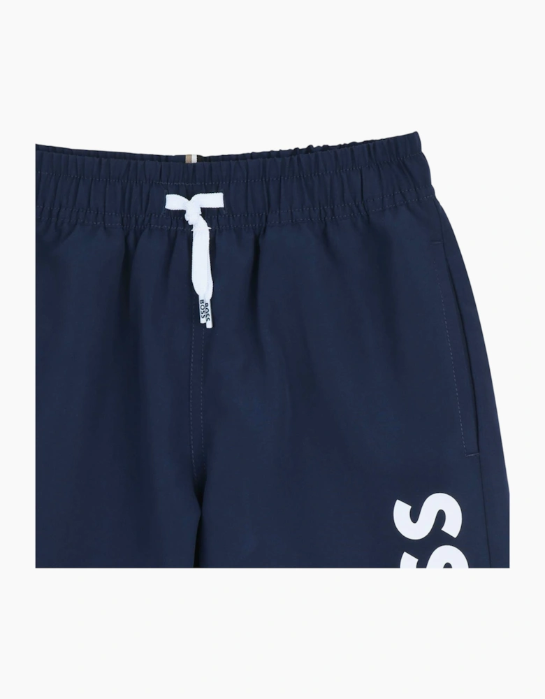 Boys Navy Blue Logo Swim Shorts
