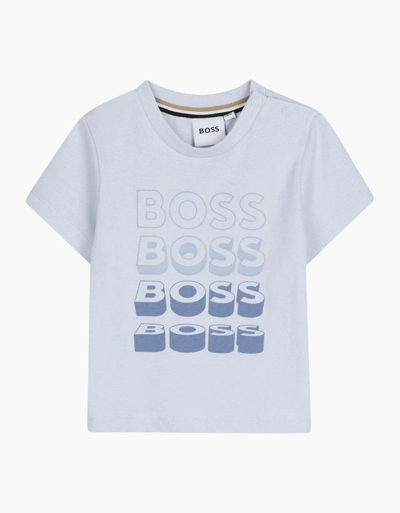Boys Pale Blue Logo Top