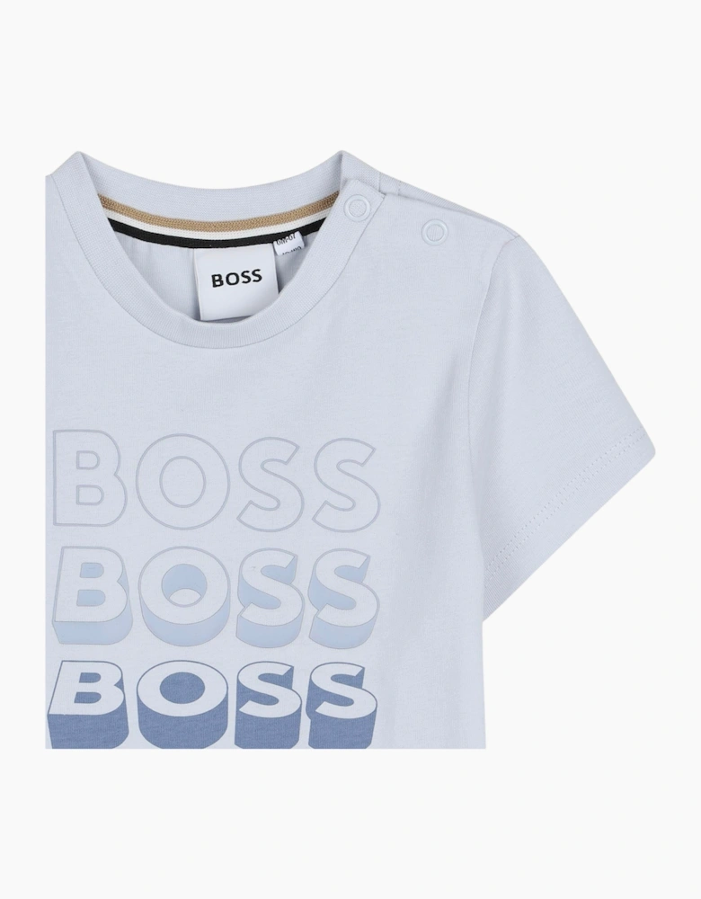 Boys Pale Blue Logo Top