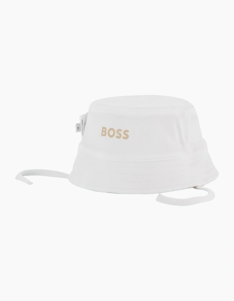 Boys Beige and White Stripe Sun Hat