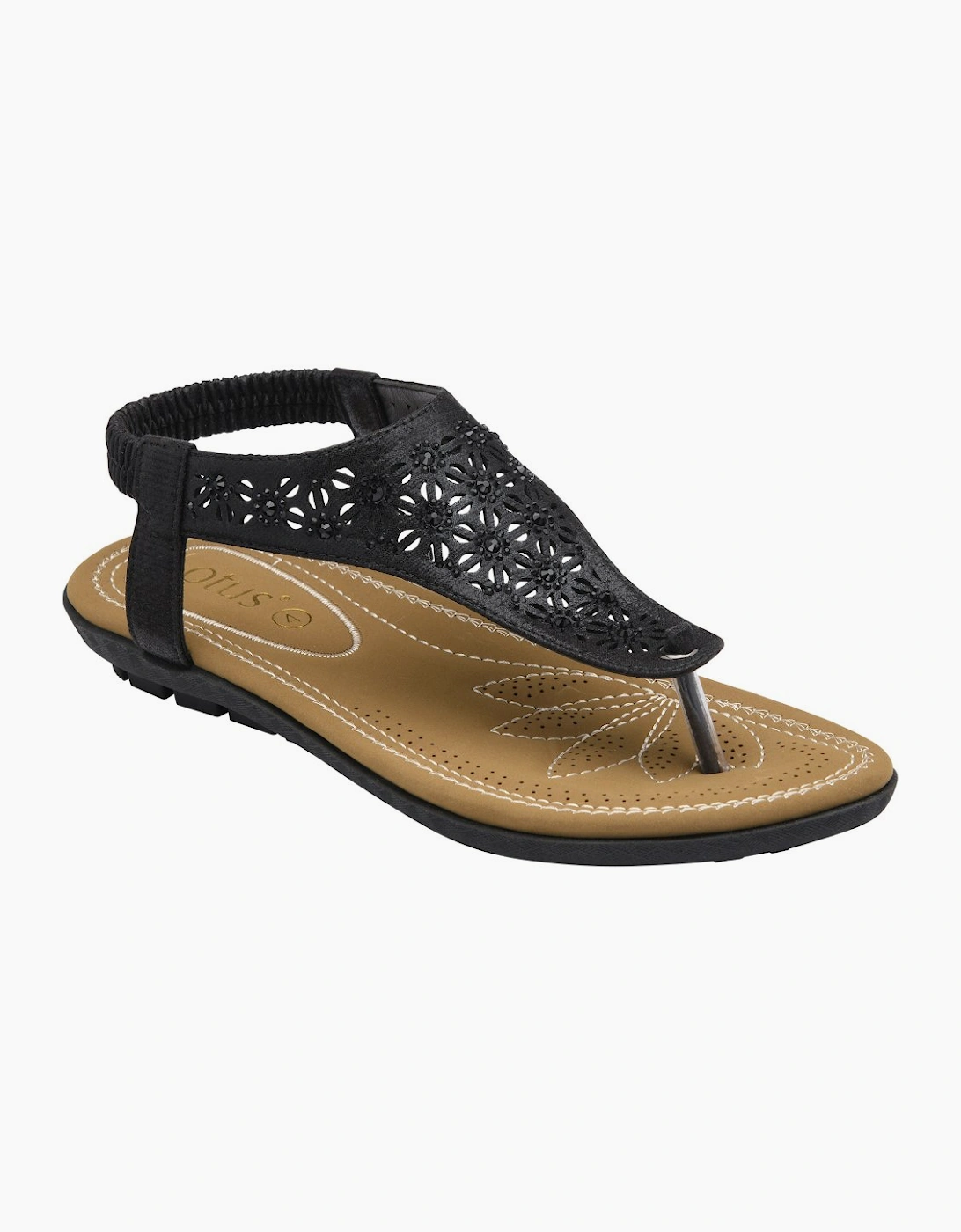 Lotus Women's Black Vena Sandals - Size 6