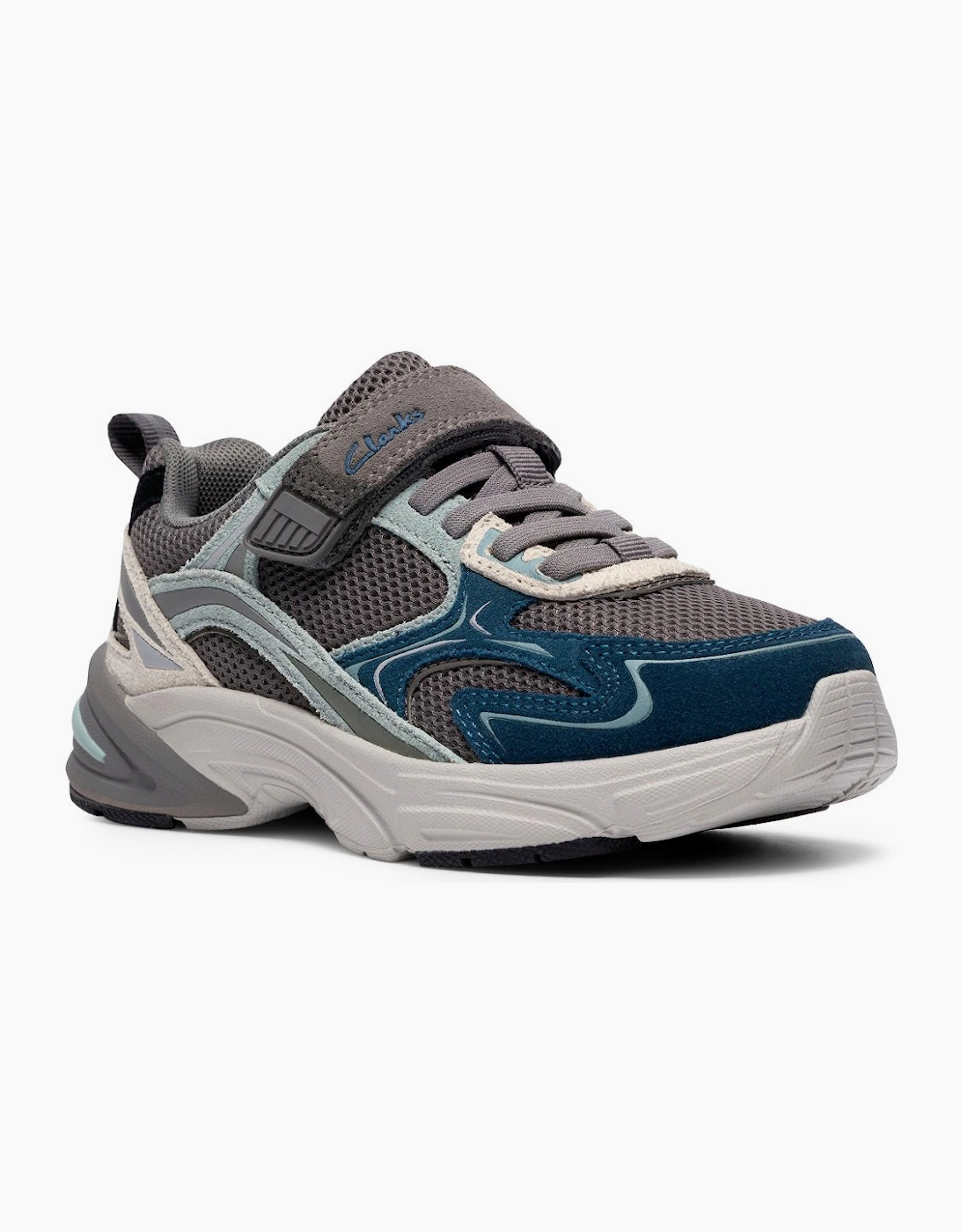 Clarks Boys Grey Green Combi 'S Crafton Vibe K Infant Trainers  (Wide) 11/G Kids