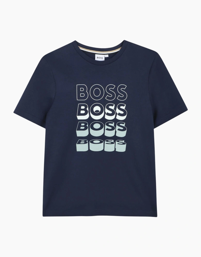 Boys Navy Blue Logo Top