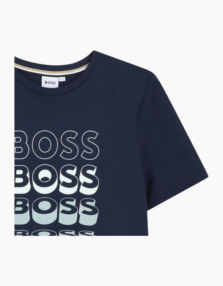 Boys Navy Blue Logo Top