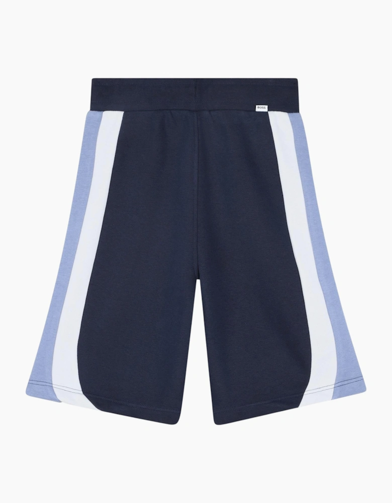 Boys Navy and Pale Blue Logo Jog Shorts