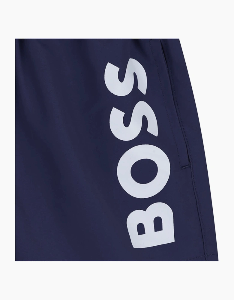 Boys Navy Blue Logo Swim Shorts