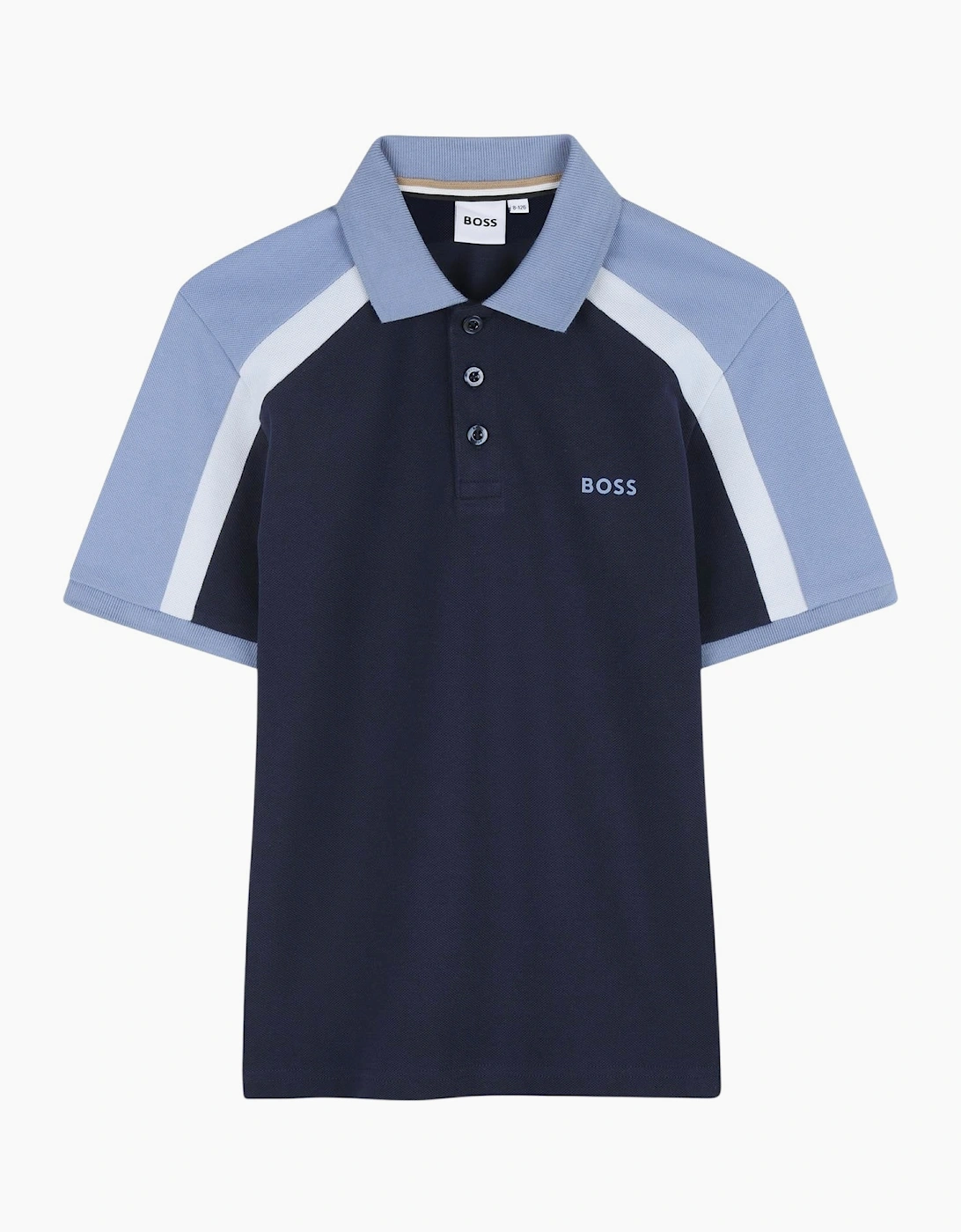 Boys Navy and Pale Blue Logo Polo Top, 4 of 3