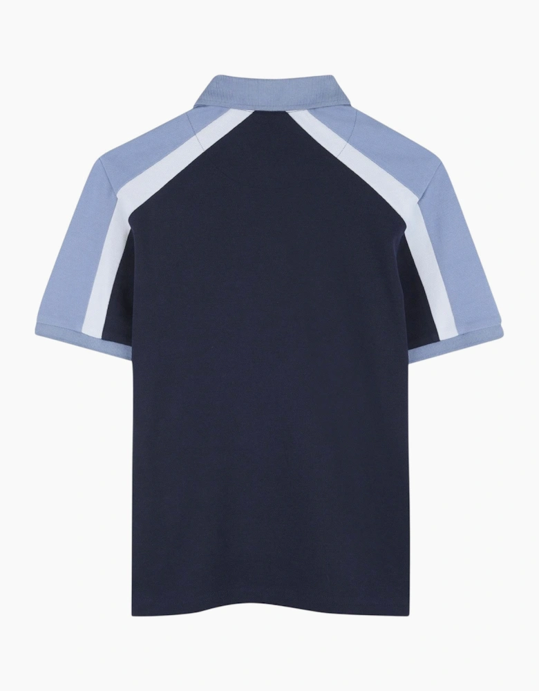 Boys Navy and Pale Blue Logo Polo Top