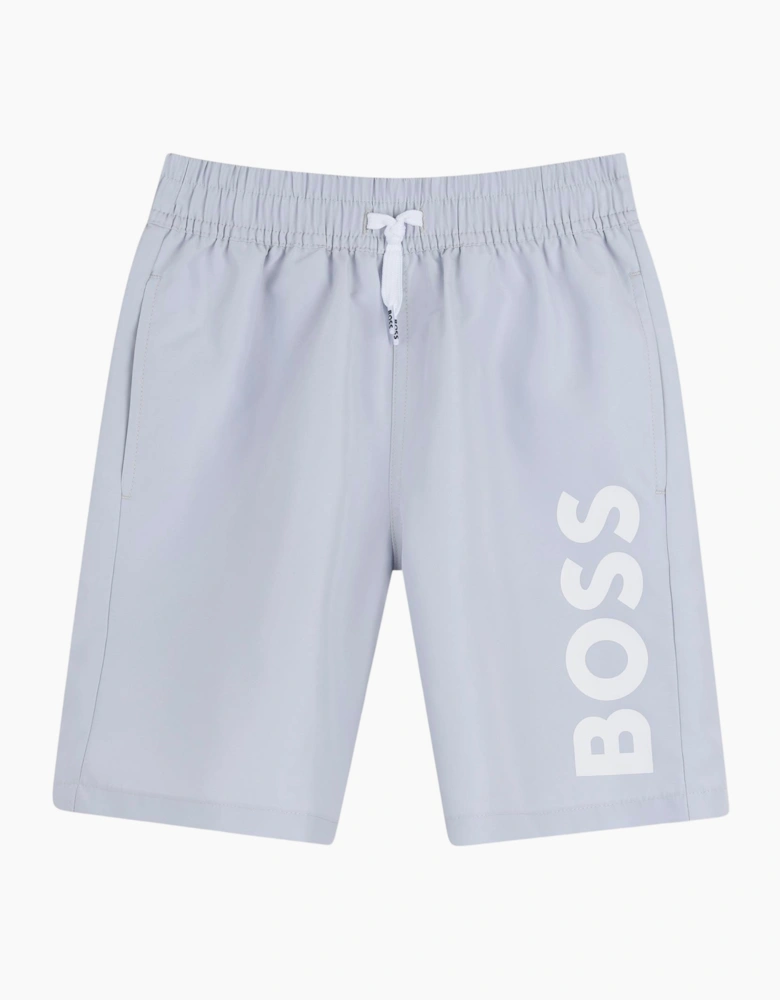 Boys Pale Blue Logo Swim Shorts