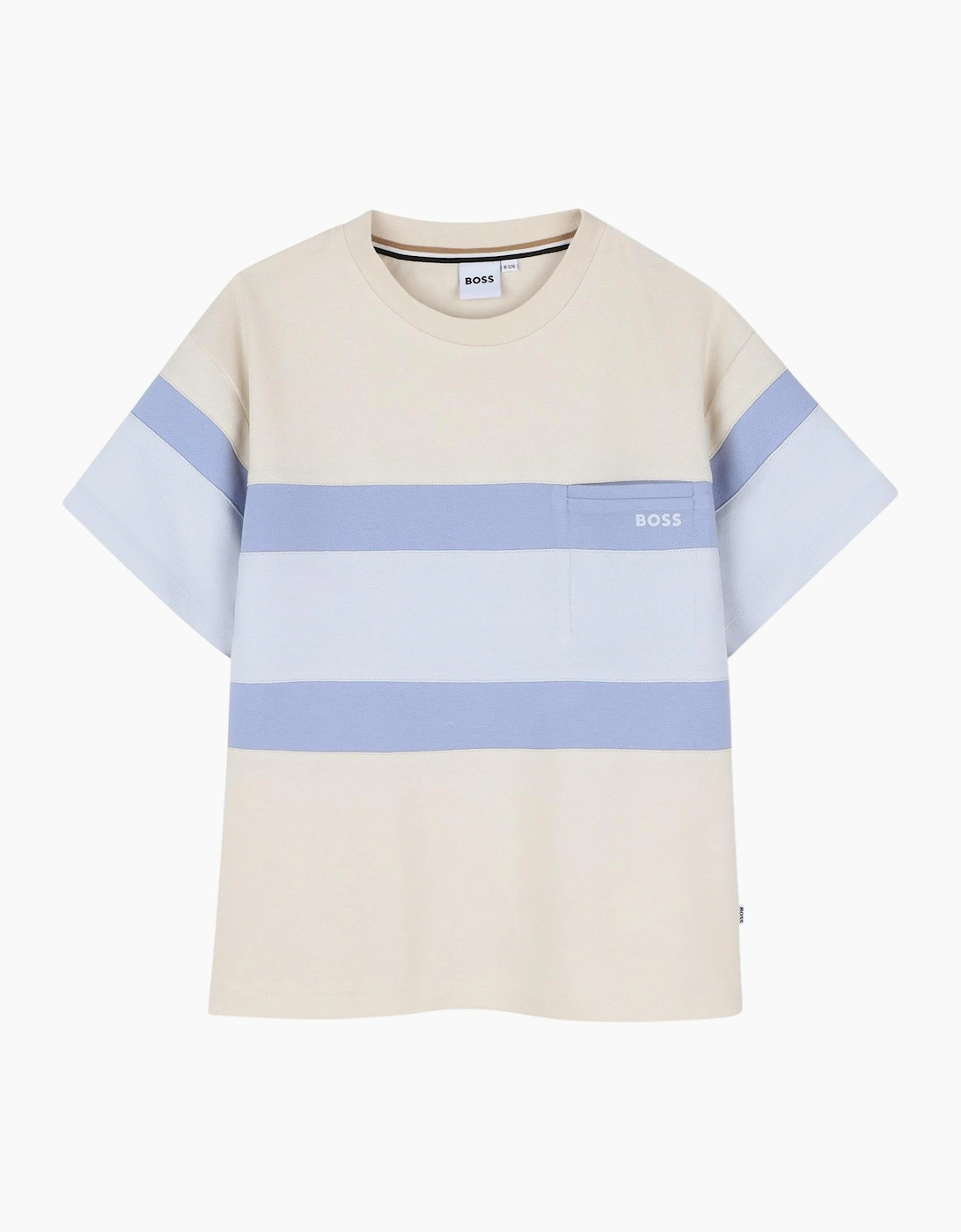 Boys Pale Blue and Cream Logo Top, 4 of 3