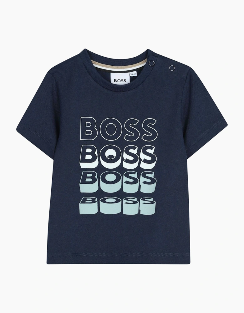 Boys Navy Blue Logo Top